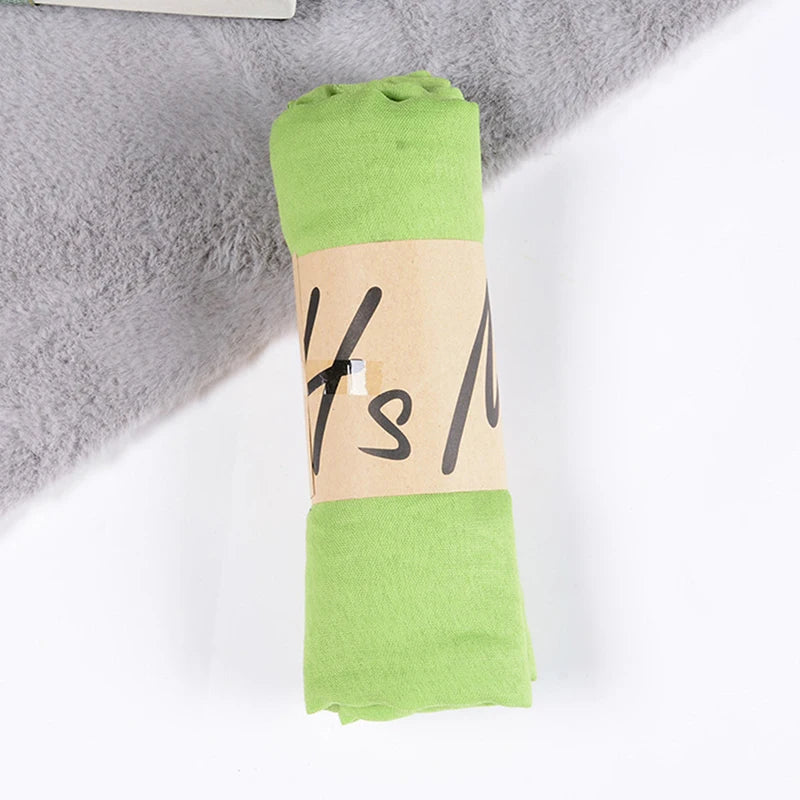 Women Native Windproof Scarf Shawls Wraps Solid Cotton Warm Scarves Qme Fruit green
