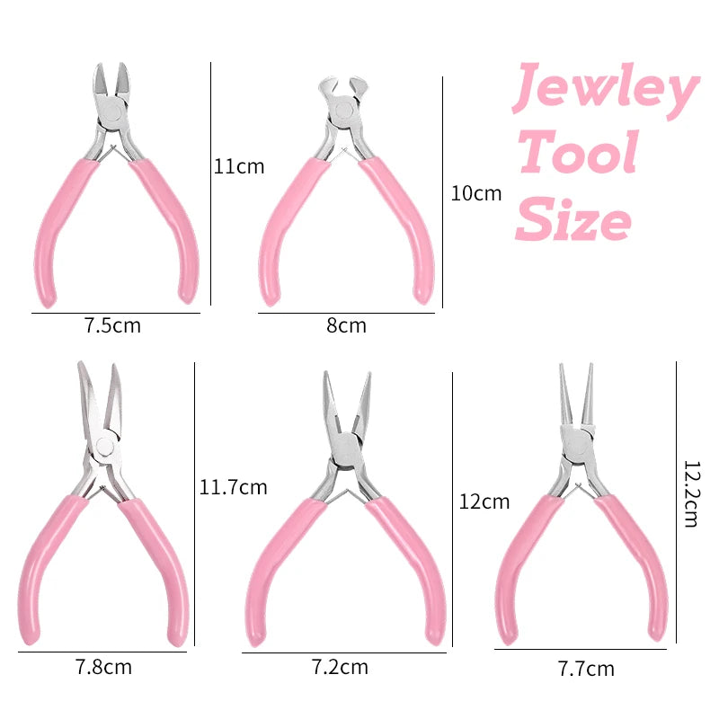 5 Packs Jewelry Pliers Set Professional Jewelry Making Tools With Needle/Round/Chain/Bent/Zipper Pliers for Repair Cut Crafting Qme