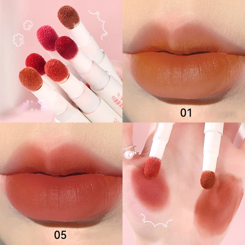 Liquid Lipstick With Cushion Applicator Velvet Matte Lip Gloss Moisturizing Creamy Soft Liquid Blush Lip Stick Multi-uses Makeup Qme