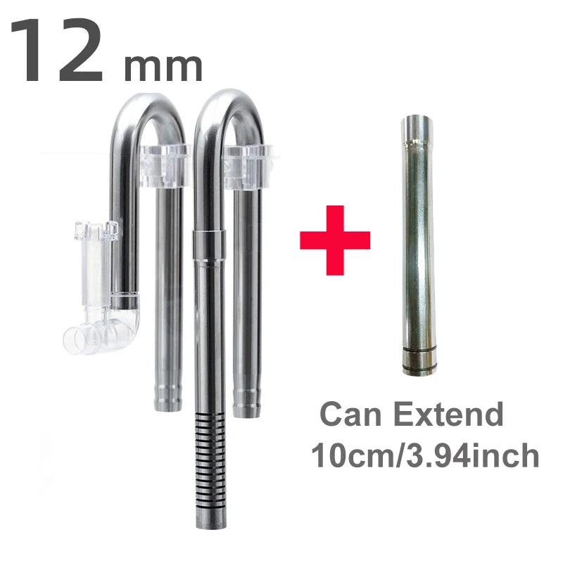AQUAPRO Stainless Steel Inlet Outlet Skimmer Aquarium Aquatic Plants Pipe Shrimp Hose Holder Fish Tank Filter Accessories Water Qme skimmer 12 ex10