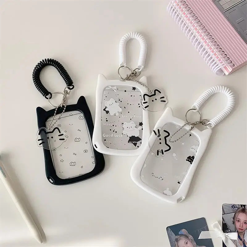 Cute Elastic Rope Idol Photo Storage Display Cat Photocard Holder Qme
