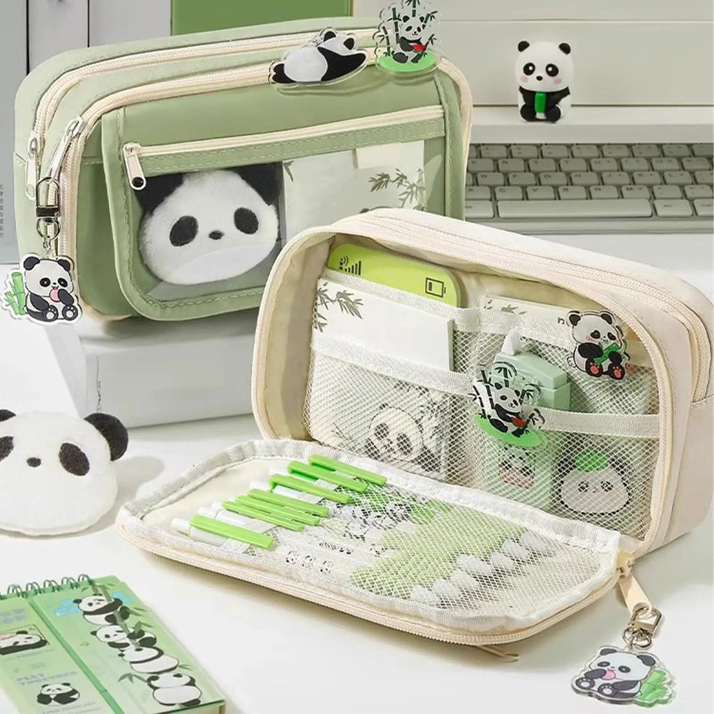 Aesthetic Pencil Case Panda Large Capacity Animal Cute Pouch Qme