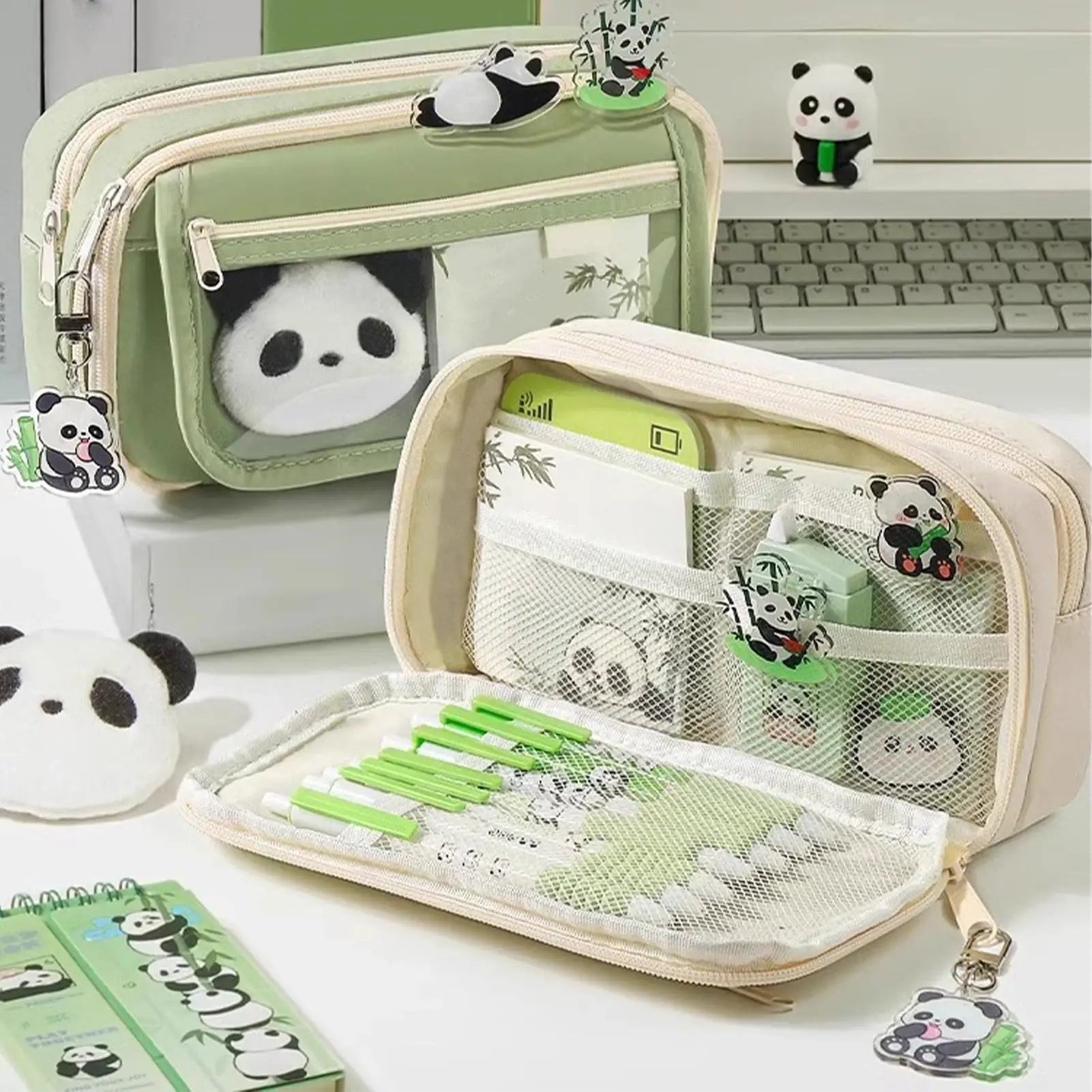 Aesthetic Pencil Case Panda Large Capacity Animal Cute Pouch Qme