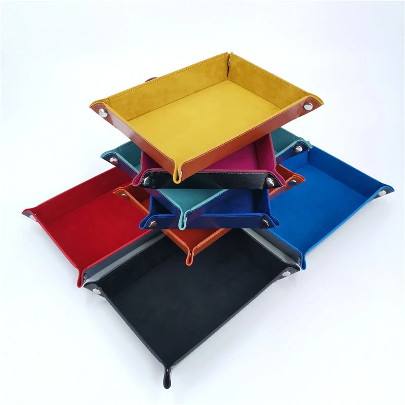 Creative Storage Tray Pu Foldable Box Dice Desktop Rolling Folding Qme