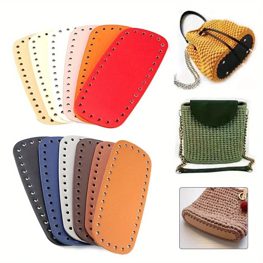 DIY PU Leather Bag Bottoms - Oval/Rectangle Crochet Bag Base with Holes, Used for DIY Crochet Bag Shoulder Bag Wallet Making Qme