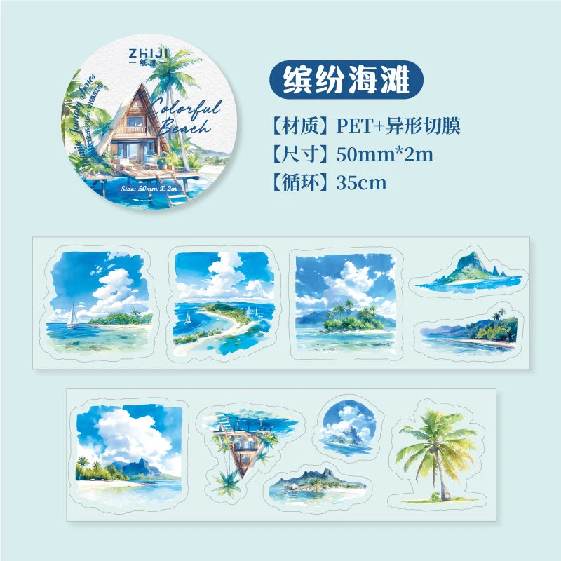 2M/Roll INS Landscaping PET Tape Washi Stickers Decorative Natural Scenery Tapes For Scrapbooking Magazine Aesthetic Stationery Qme A