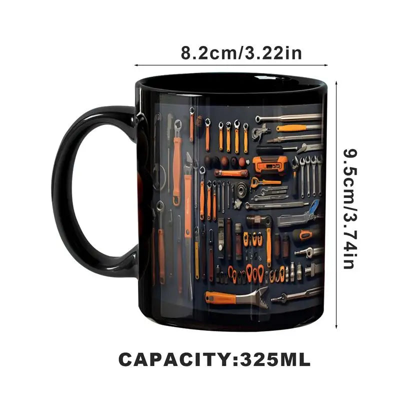 Mechanic Coffee Mug Ceramic Printed Men's Toolbox Cup Bright Colors Qme