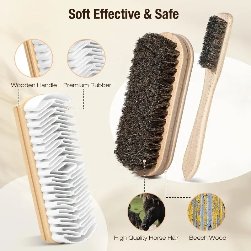 Shoe Cleaning Brush Suede Eraser Premium Horsehair Polish Long Qme