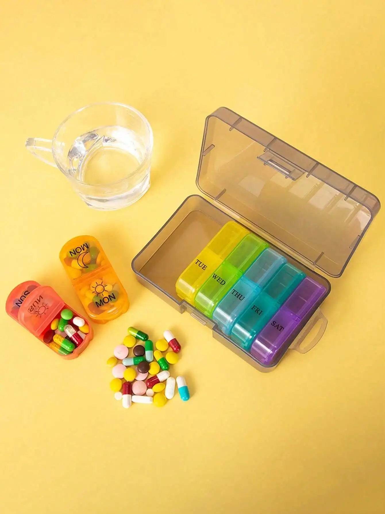 Travel Pill Box Organizer Portable Daily Case Small Weekly Pocket Qme