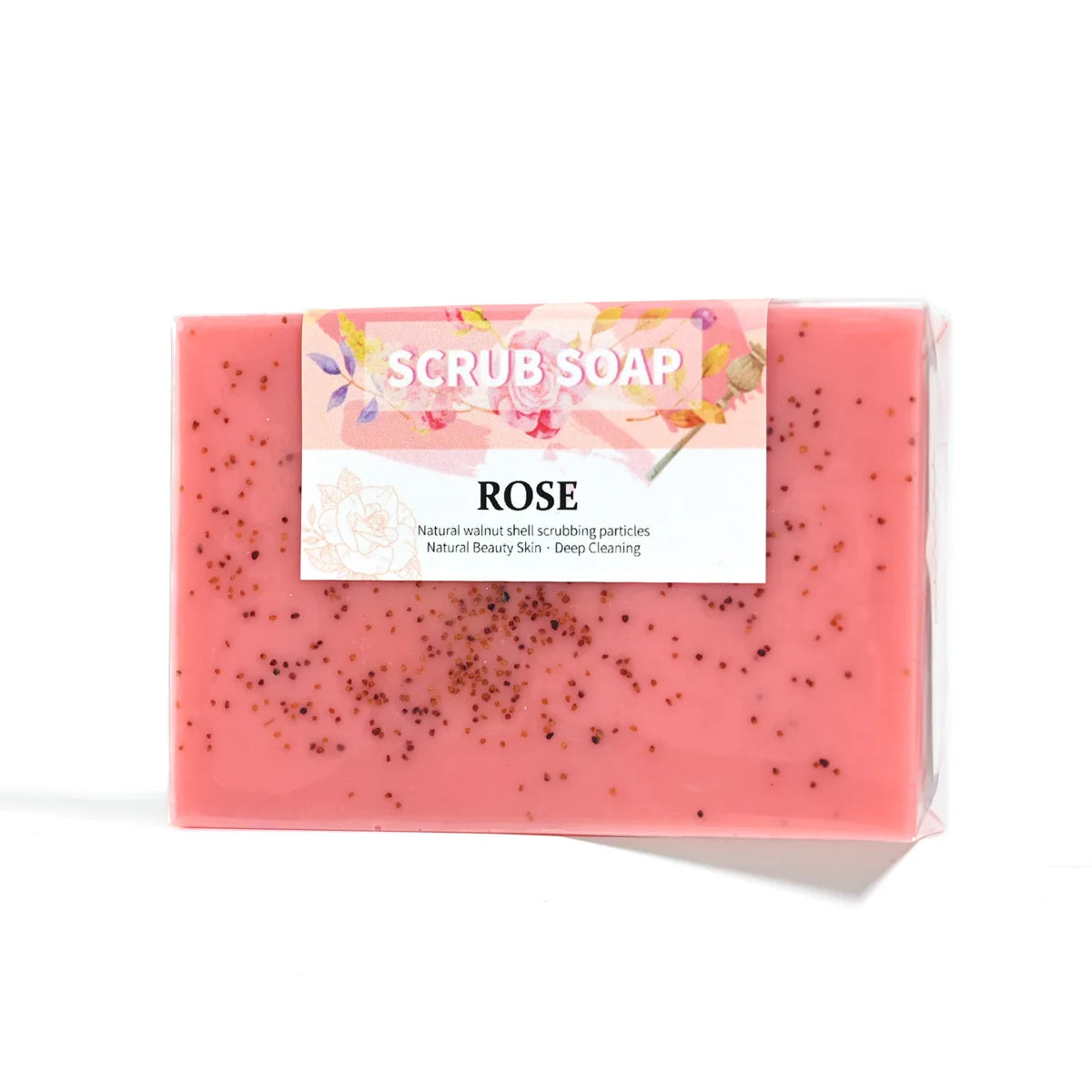 M+ Pure Natural Rose Essential Oil Handmade Walnut Particle Soap Qme
