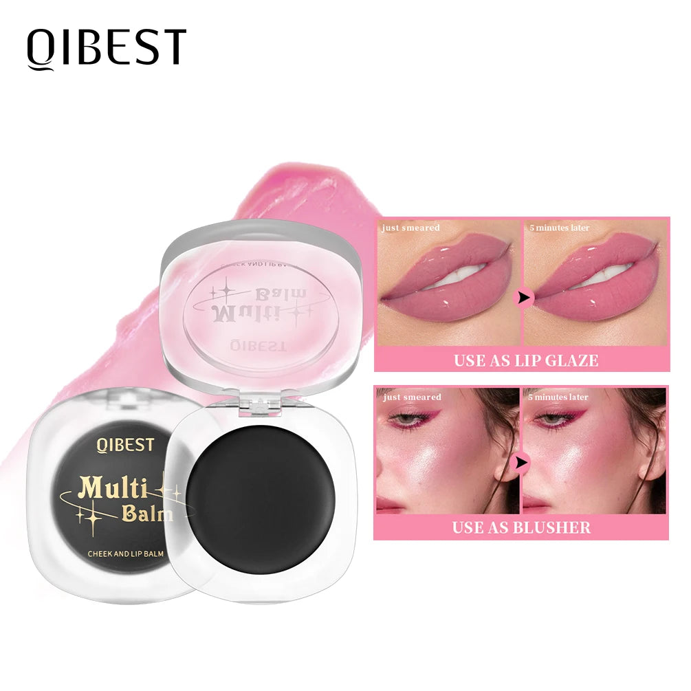 QIBEST Black Blush Balm Lipstick Moisturizing Color Change Ph Rouge Blusher Cream Natural Nude Lip Cheek Eyes Makeup Tools Qme Lip Cheek Balm