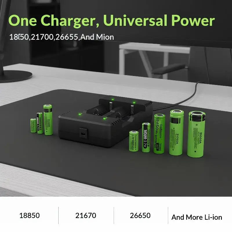 Universal Dual Slot Battery Charger 18650 18700 Compatible 110V 220V Qme