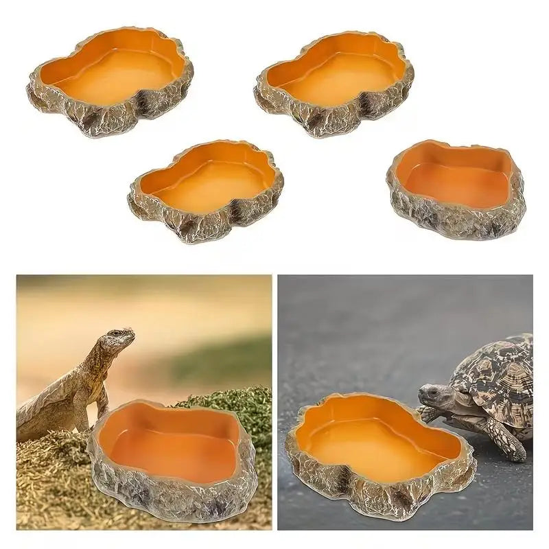 Suitable Indoor Reptile Landscaping 1-piece Rock-shaped Water Food Qme