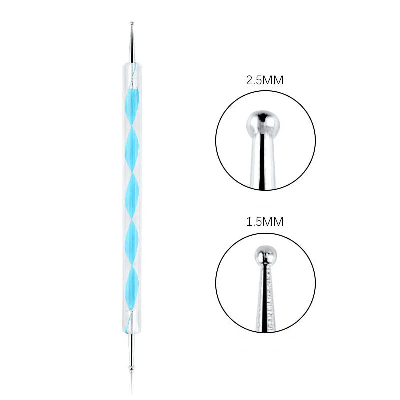 Nail Art Dotting Pen, Spiral Rod Hook Pen, Drawing Painting Marbleizing DIY Manicure Tools Qme Bllue