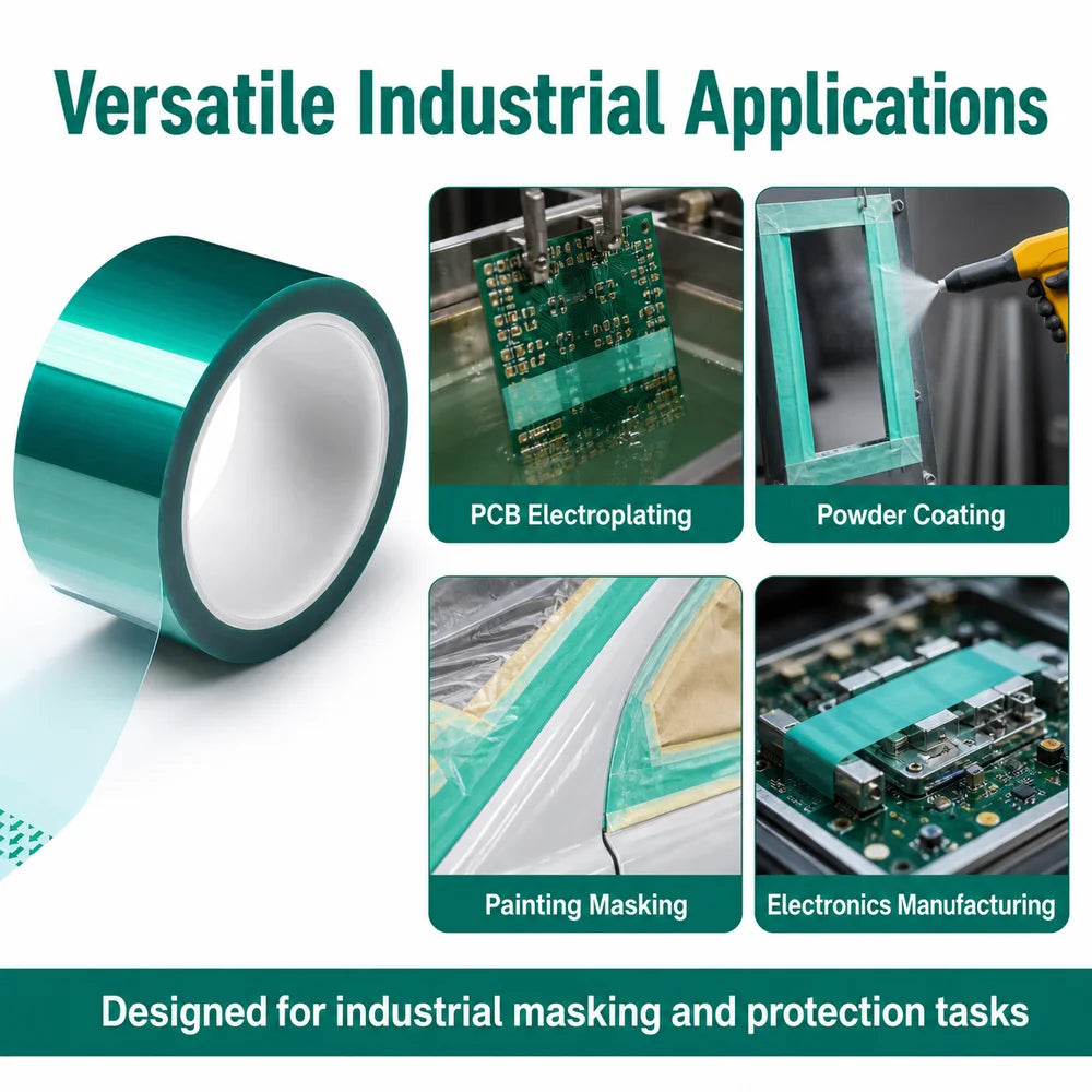 33m High Temperature PET Tape Green Heat Resistant Masking Tape For PCB Electroplating Powder Coating Soldering Protection Qme