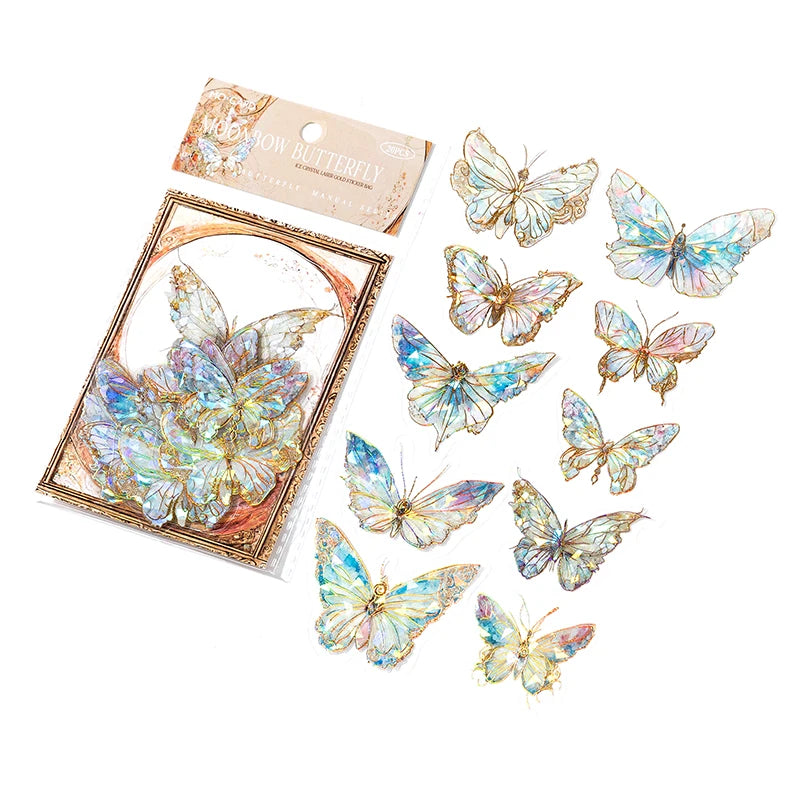20Pcs PET Butterfly Stickers Transparent Decorative Decals DIY Scrapbooking Collage Photo Album Waterproof Decor Stickers Qme 3