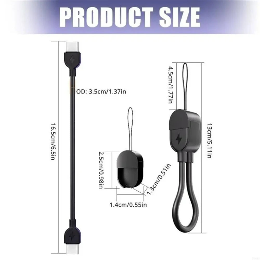 Type C To Type C 60W Fast Charging Short Cable Portable Lanyard Keychain Cable For iphone 15 16 Samsung Xiaomi Dual Type C Cable Qme