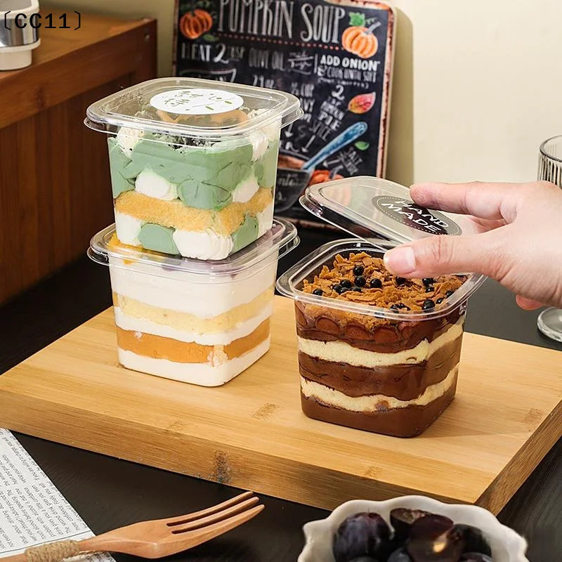 Clear Plastic Cups Disposable Mousse Dessert Box Lid Acrylic Food Qme