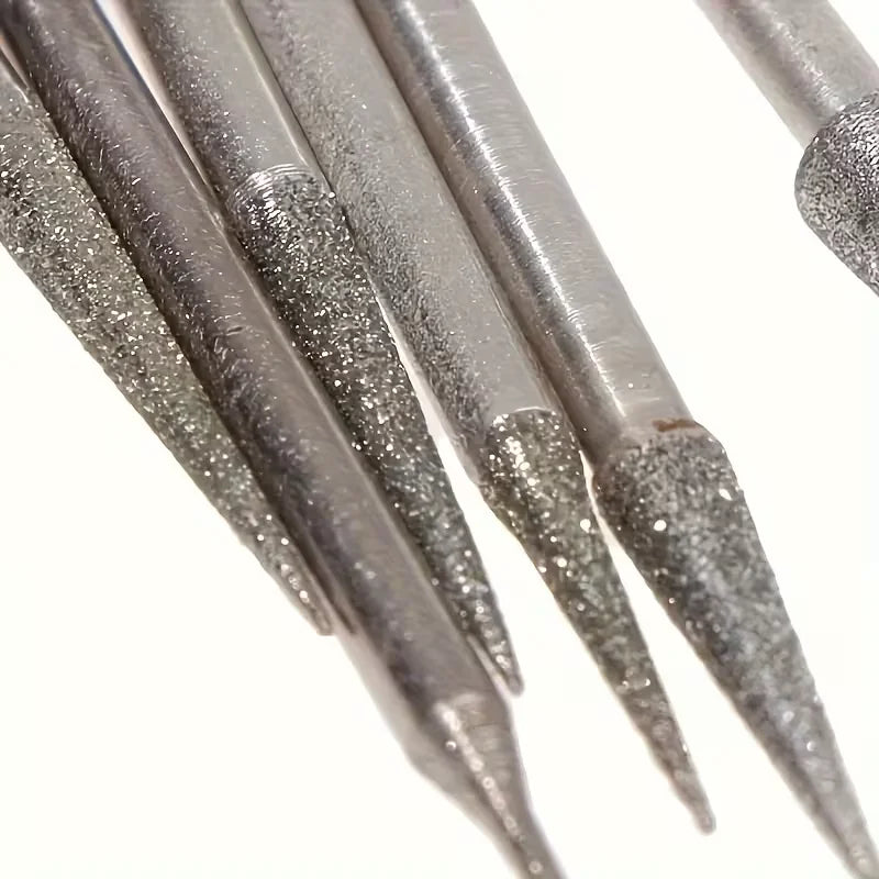 6 uds 1-4mm cabezal de molienda de diamante puntas de aguja rebabas herramienta de tallado de grabado vástago de 2,35mm D Qme