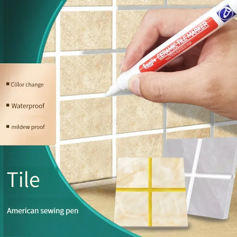 12 Color Waterproof White Grout Tile Lines Marker Pens Gaps Repair Bathroom Porcelain Filling Grout Paint and Sealer Pen Qme