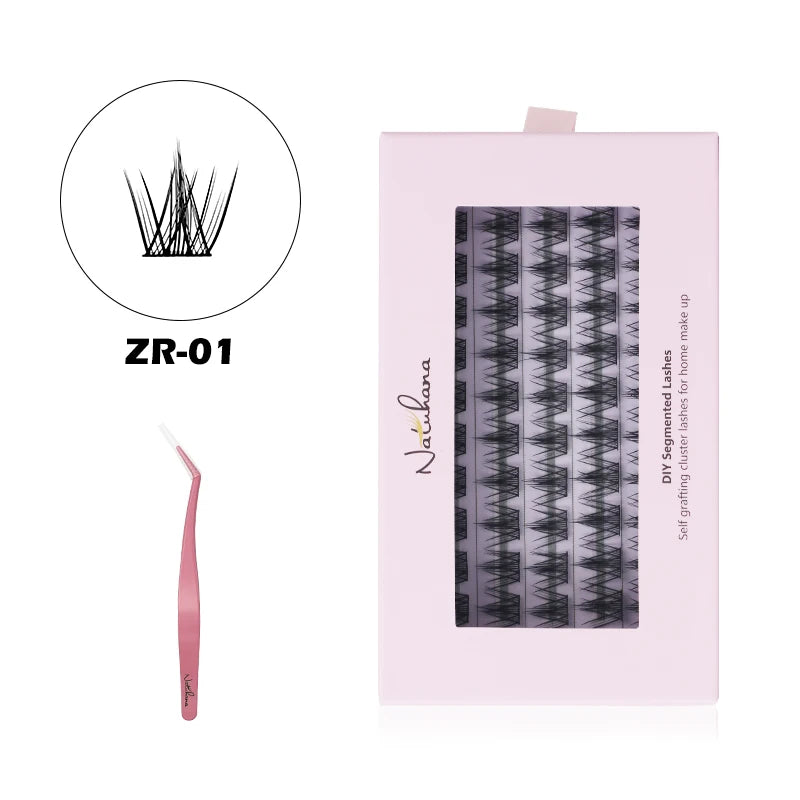 NATUHANA 20D 30D 40D 50D 60D 80D Cluster Eyelashes DIY Individual Qme ZR01 5rows Mix11-13 1