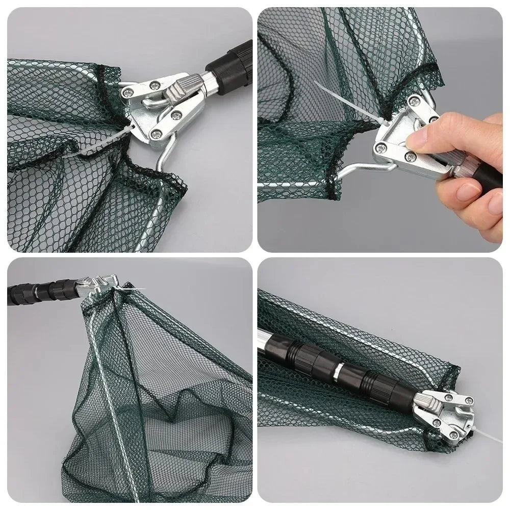 150 Telescopic Landing Net Folding Fishing Pole Extending Fly Carp Qme