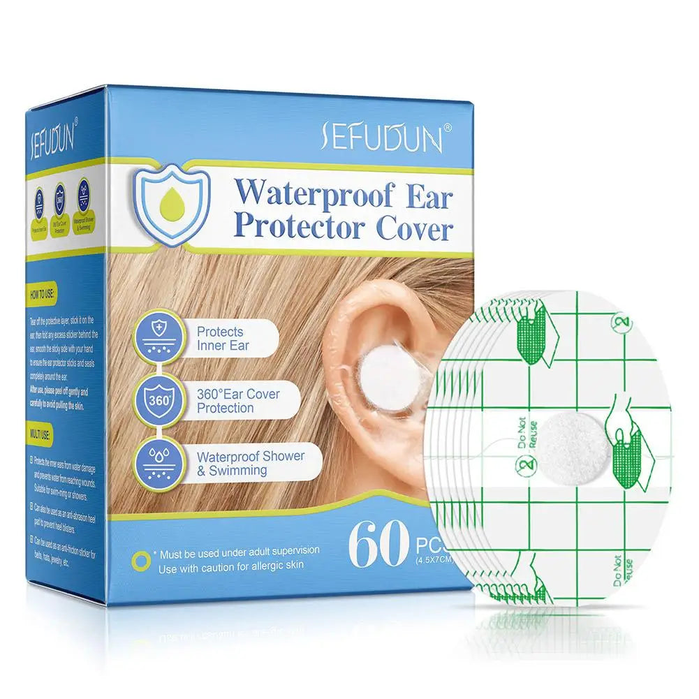 Waterproof Ear Stickers Oval Cotton Water Protectors Patches Covers Qme 60PCS