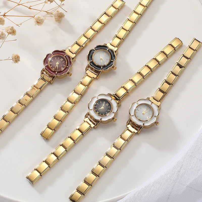 Y2K Wholesale High Quality Colorful Flowers Stainless Steel Watch Bracelets Women's 9mm DIY Italian Charm Bangle Jewelry Gifts Qme