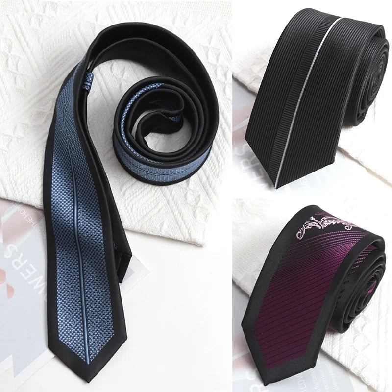Men Tie Luxury Fashion Jacquard Black Red Necktie Plaid Patchwork Qme