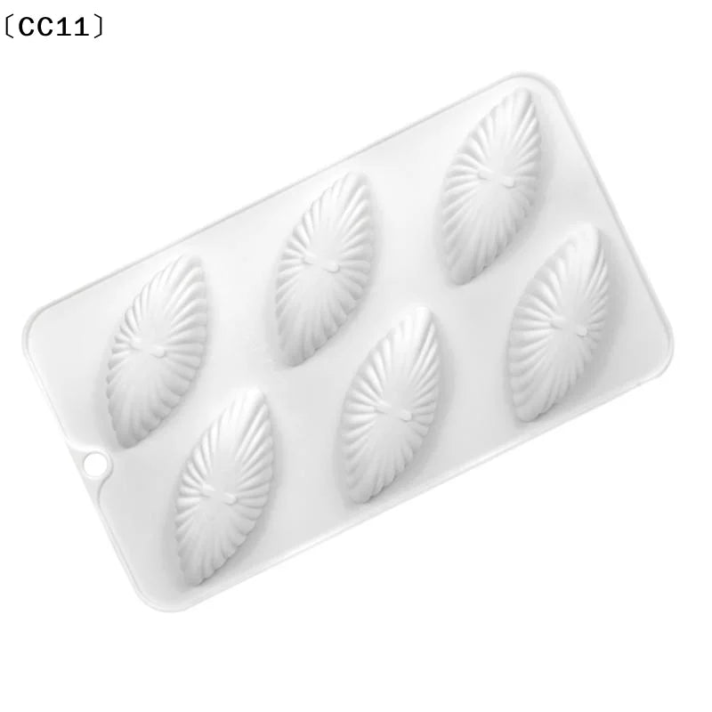 6 Cells 3D Shell Design Pudding Mousse Cake Moulds Madeleine Dessert Qme