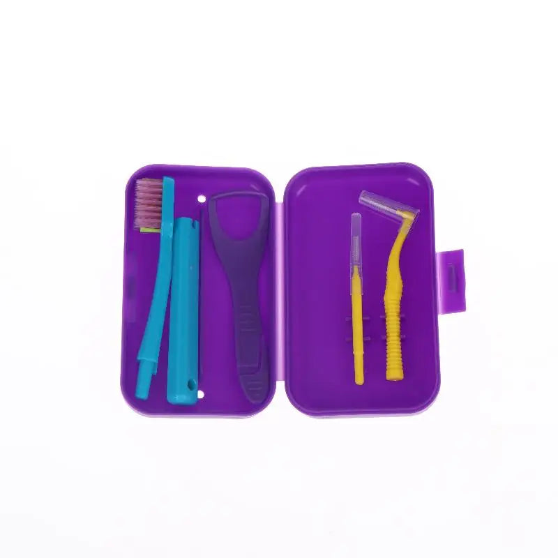 Dental Cleaning Care Kits Portable Travel Oral Detachable Toothbrush Qme Purple