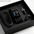 4-piece set for men and women | Fashionable, elegant, minimalist digital display electronic wrist Qme black