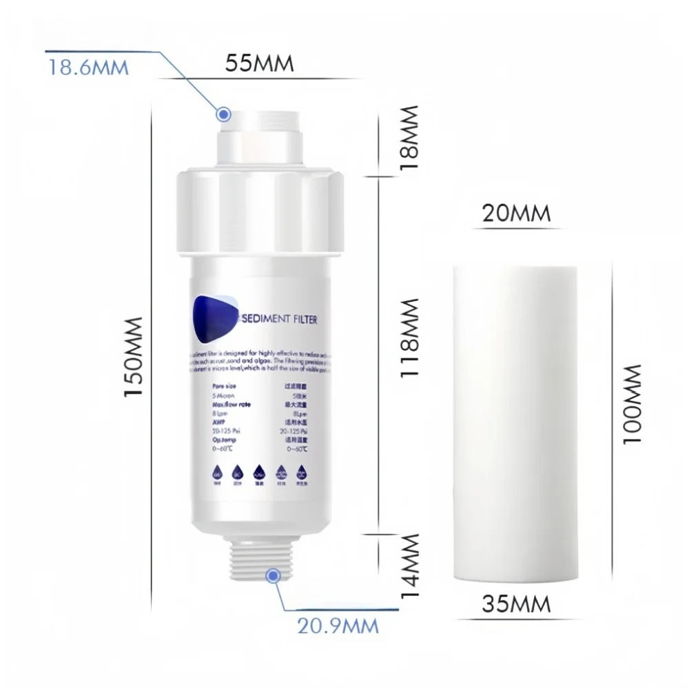 Pre-Filter Water Filter PP Cotton Filter Cartridge Removal Heavy Metal Purifier household Washing Machine Shower Water Filter Qme