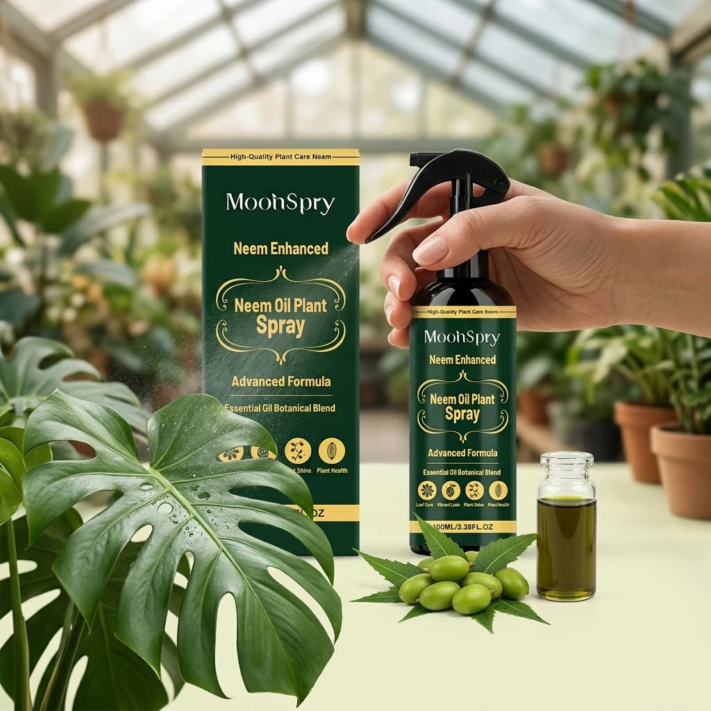 Moonspry Neem Oil Plant Spray Improve Leaf Glossiness Enhance Transparency Advanced Botanical Formula Leaves Nutrient Supplement Qme