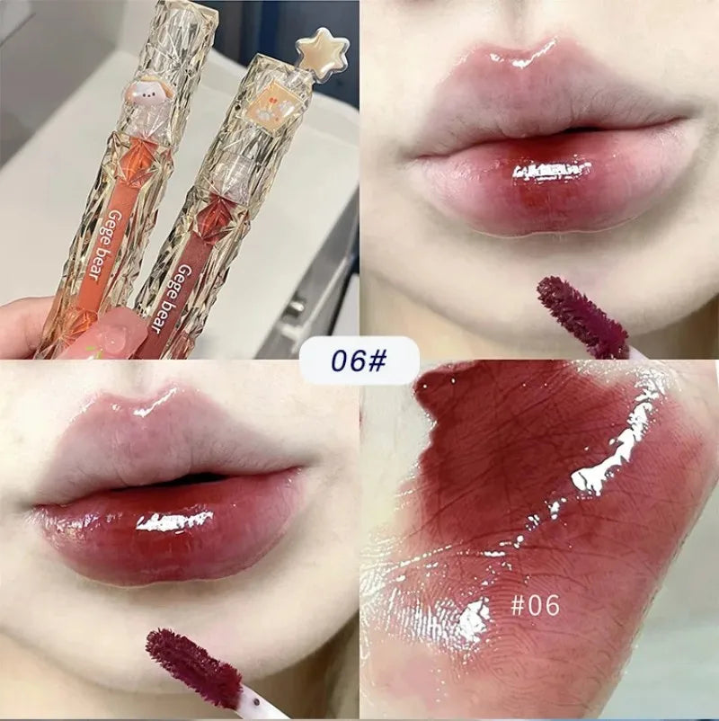 Gege Bear Crystal Mirror Water Lipgloss Hydratant Ultra-hydratant Qme GX1057-06