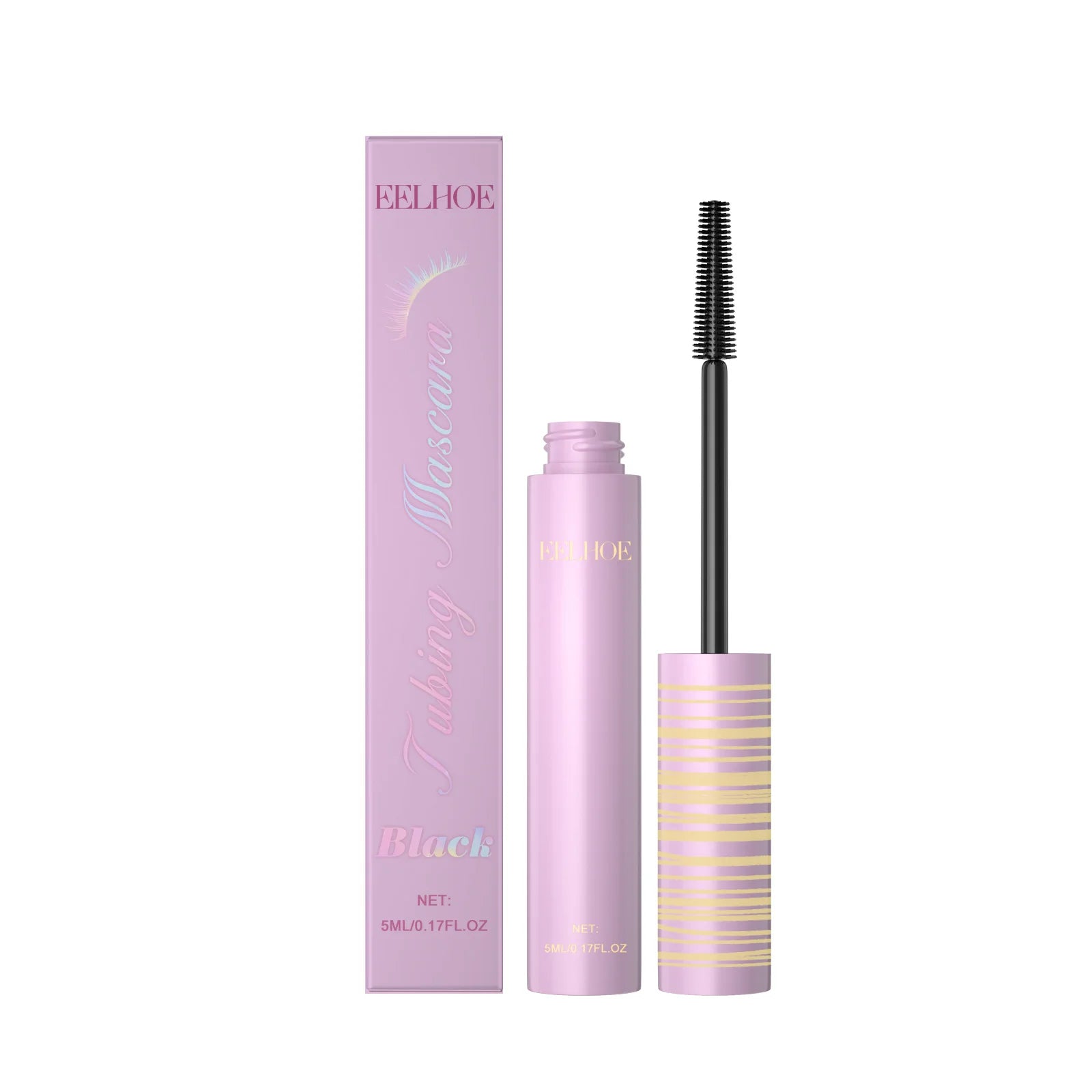 Black Lengthening Mascara Natural Volumizing Curling Eyelashes Smudge-Proof Waterproof Clump-Free Gentle Care Black Mascara 5ml Qme 5ml Boxed