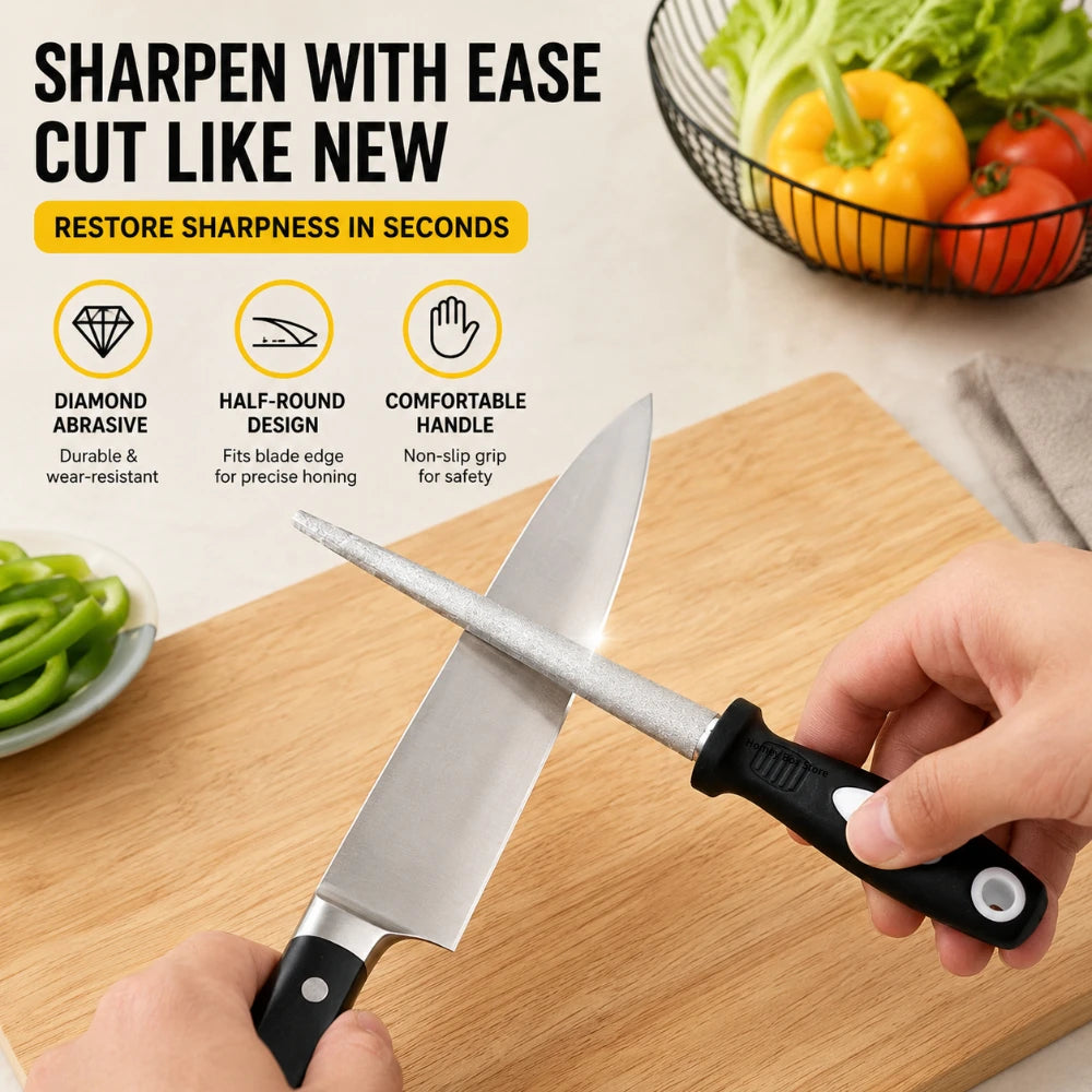 Ergonomic Handle Diamond Grinding Sharpener 1/3/5Pcs Wearproof Curved Flat Design Home Kitchen Blade Maintenance Tool Qme