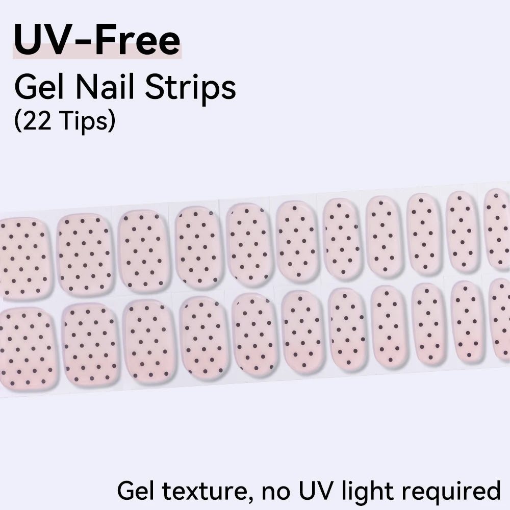 22Tips French Red Heart Kiss UV-Free Gel Nail Stickers Glitter Flower