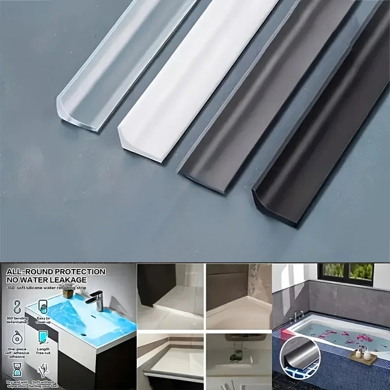 1pc Self-Adhesive Bathroom Waterproof Strip - Leak-Proof, Shower & Toilet Countertop Sealant, Floor Insulation Barrier Qme