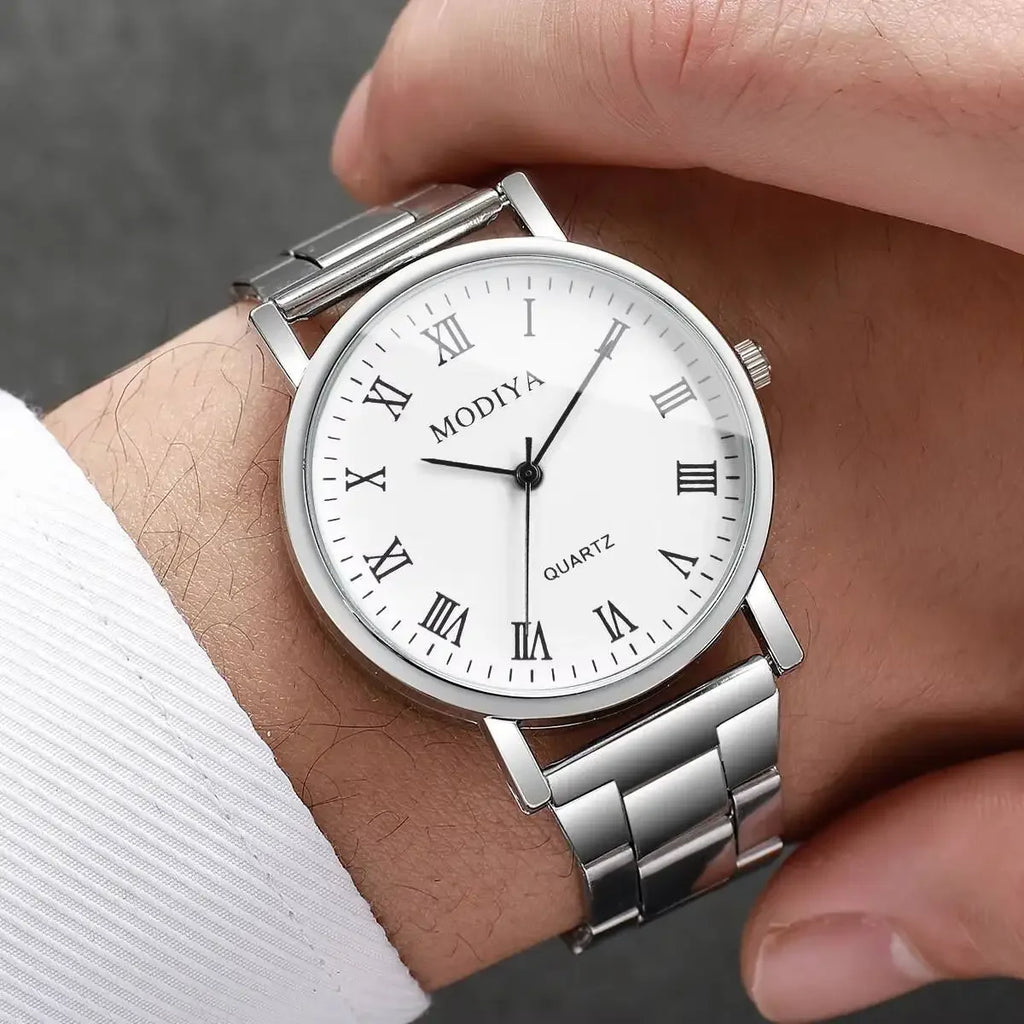 4 Pçs/set Moda Masculina Relógios de Negócios Simples Roma Dial Relógio de Pulso de Quartzo Conjunto de Jóias Reloj Hombre Qme