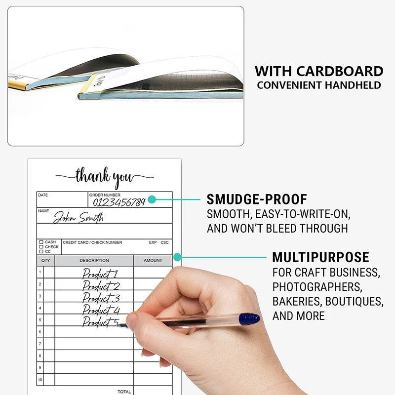 1 Receipt Book Carbonless Paper Thank You Sales Order Small Business Qme