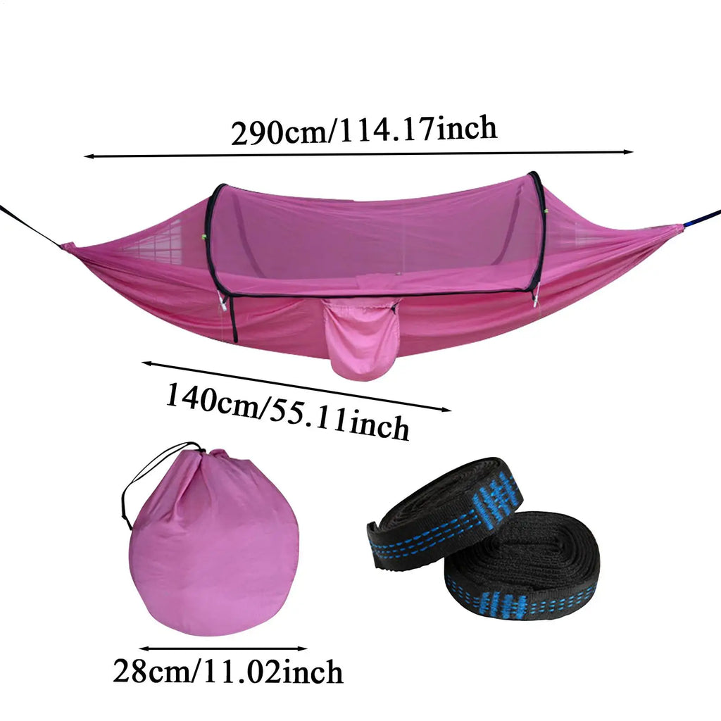 Camping Hammocks Adults Nylon Outdoor Hammock Hiking Foldable Lounger Qme