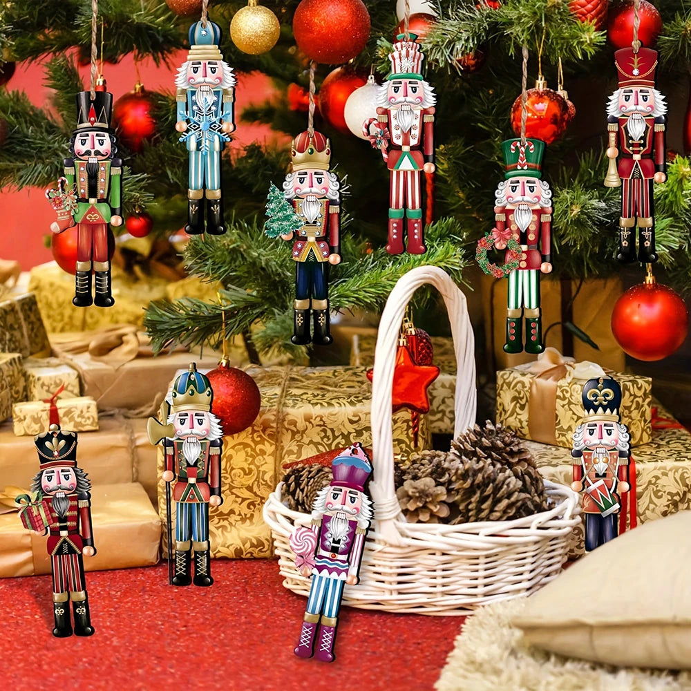 Party 12PCS Nutcracker Wooden Decorative Set - Christmas Gift, Party Decoration And Home Decor Qme