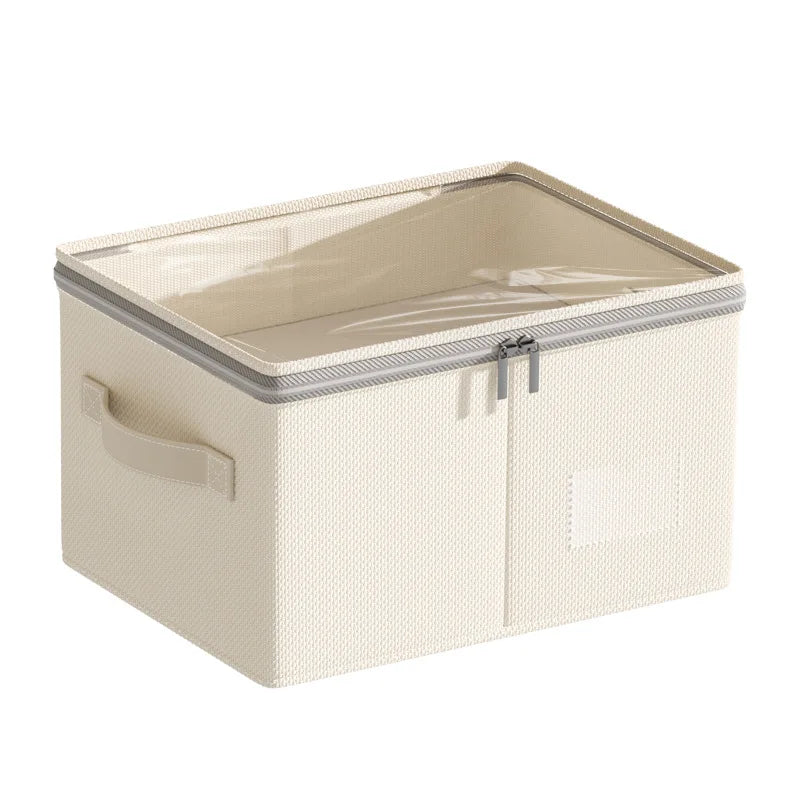 Portable Foldable Cotton Linen Fabric Storage Box Thickened & No Installation Needed for Bedroom Wardrobe Clothes Qme
