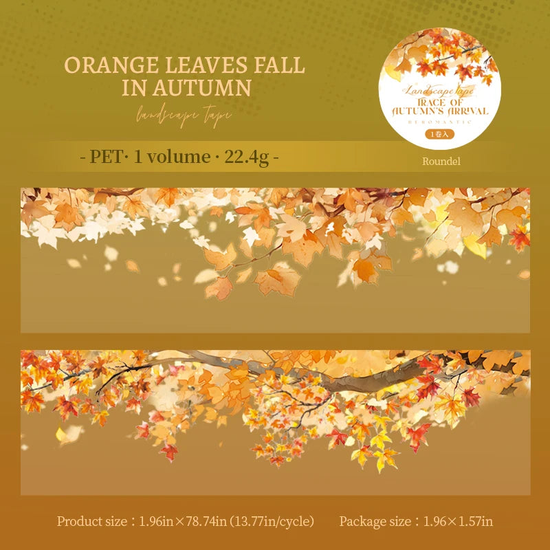 1 Roll Autumn Fall Leaves Pattern Tape for DIY Scrapbook Journal, Phone Case Decoration, Gift Wrapping & Craft Collage Qme 4