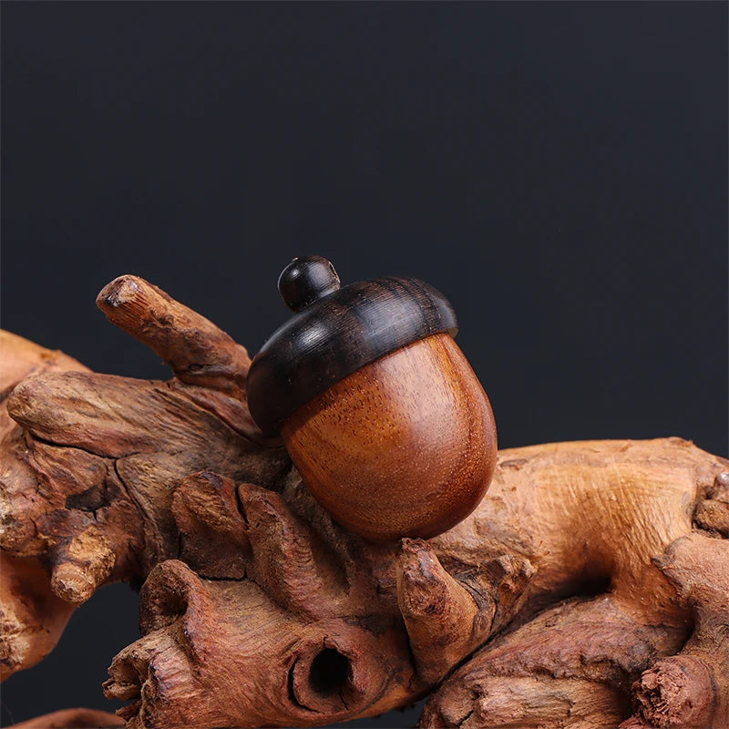 Mini Solid Wood Bottle Holder Pill Case Sandalwood Rescue Container Qme one size