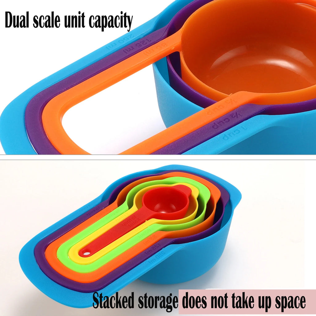 6PCS/set Rainbow Measuring Cup and Spoon Set with Scale for Accurate Baking and Cooking Grain Dessert Measuring Tools Qme
