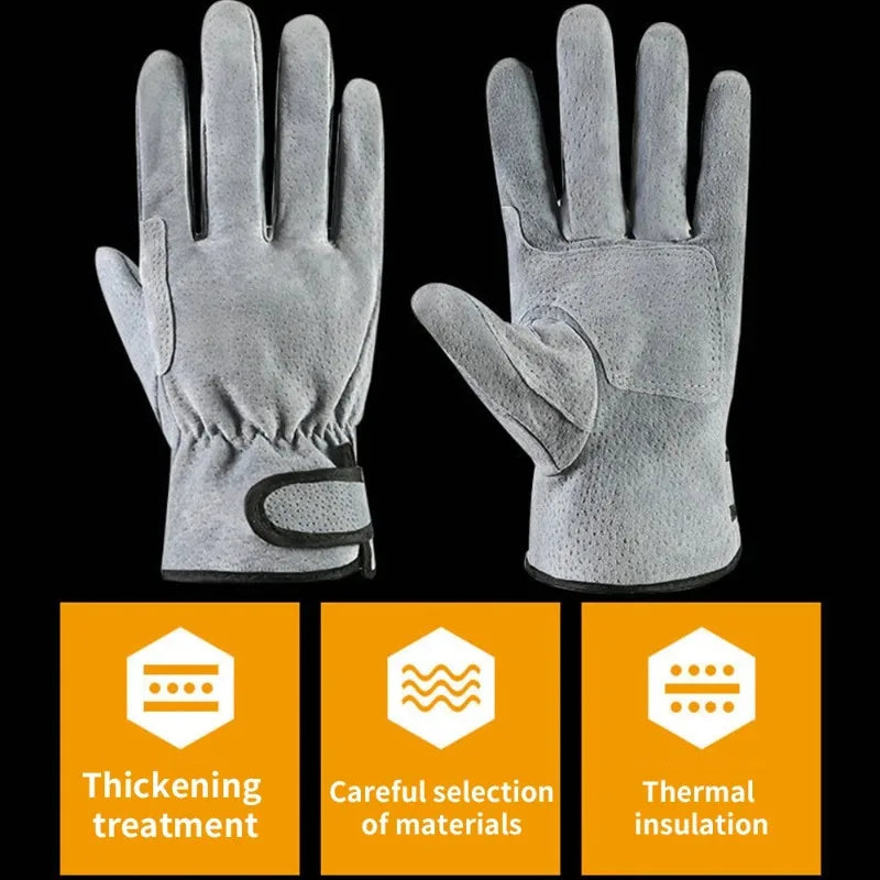 1PCS Unisex Welding Gloves Summer Heat Resistant Short Safety Work Cotton Gloves for Handling Qme