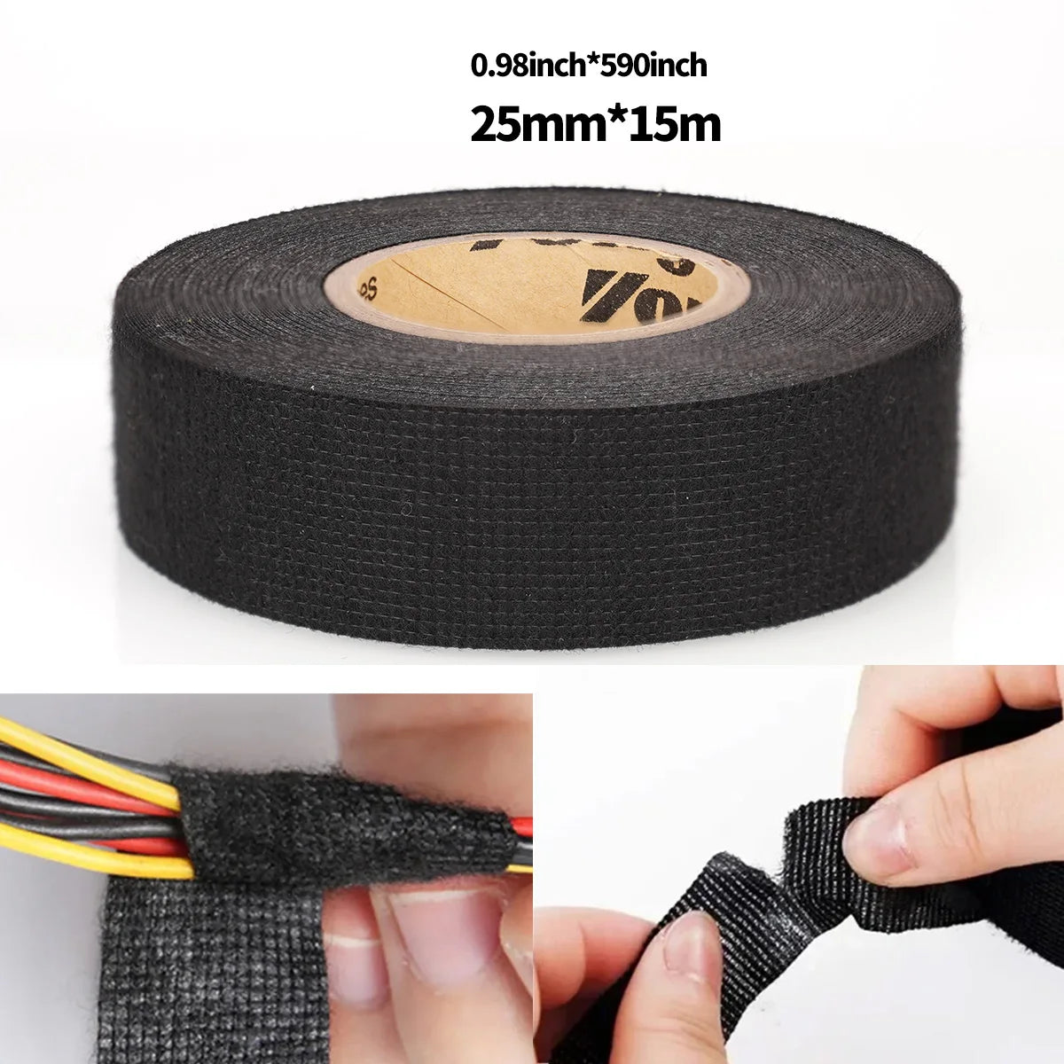 15 Meter Flame Retardant Tape Heat-resistant Adhesive Cloth Tape For Car Cable Harness Wiring Loom Protection Qme 25mm