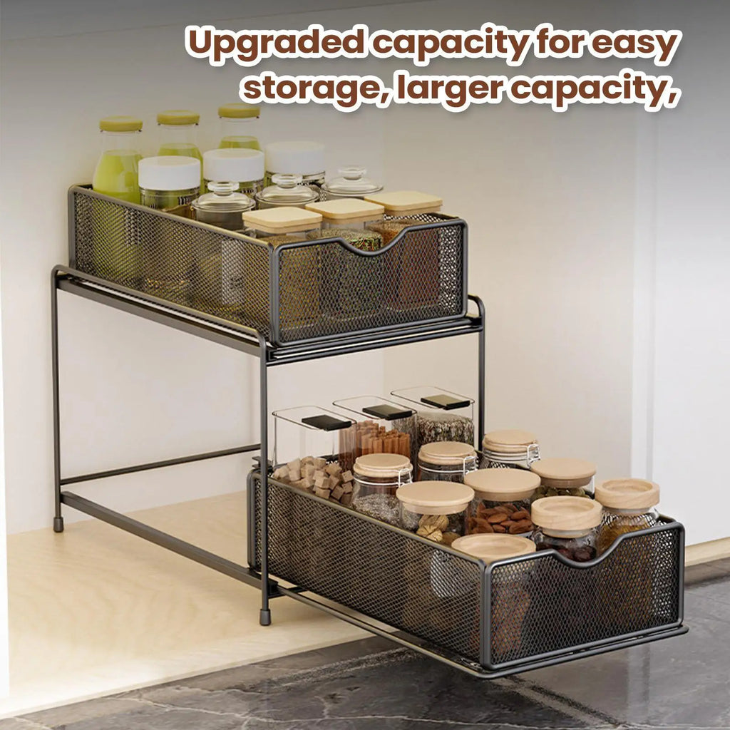 Sink Organizer Metal Large Capacity Pull-out Rack Kitchen Sponge Qme